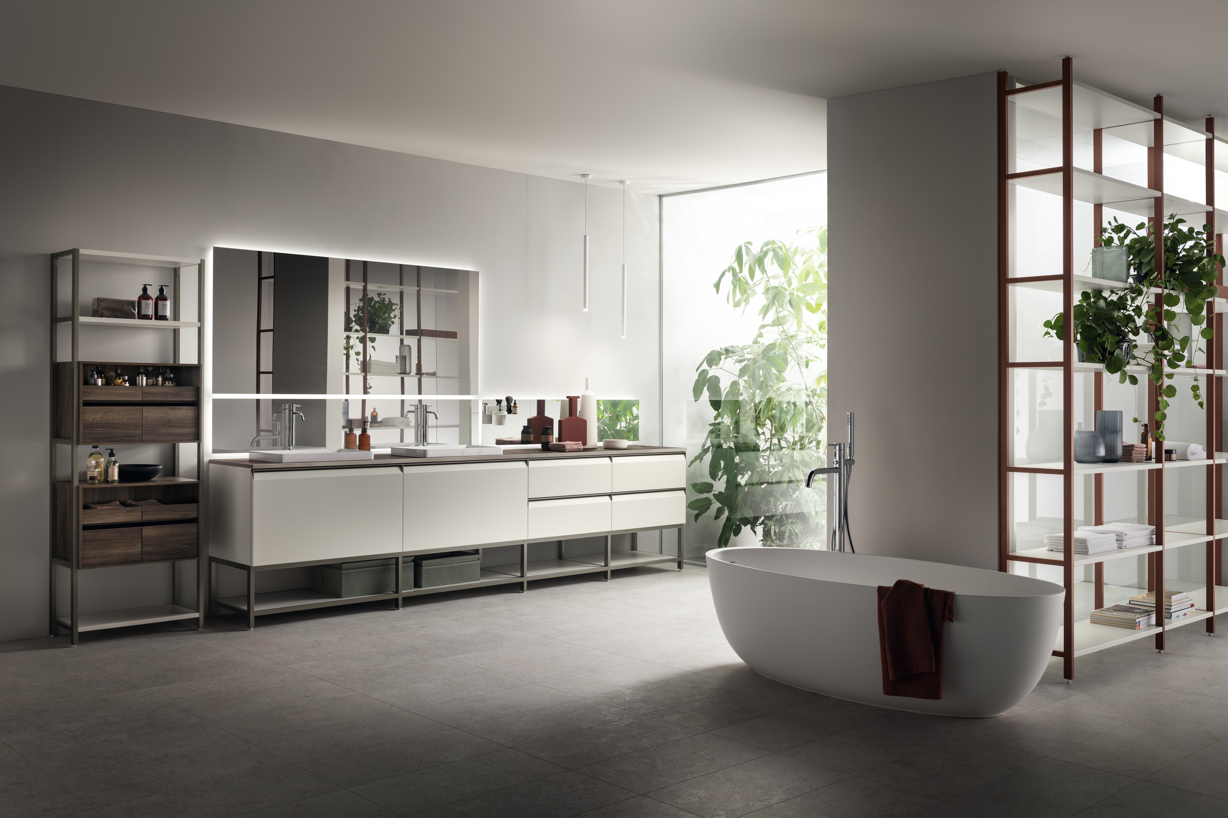 Arredare il bagno: lavabi con mobili contenitore o free-standing?