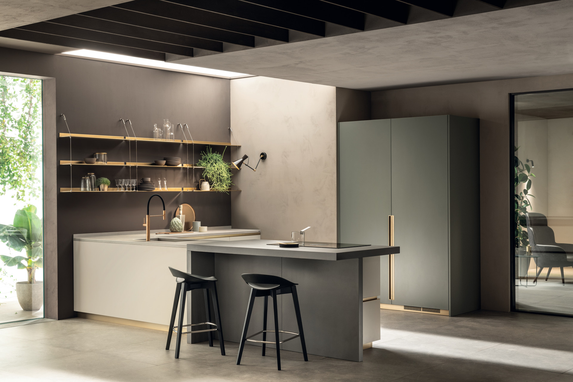 scavolini-scenery – Noce Canaletto mit Grigio Ardesia matt
