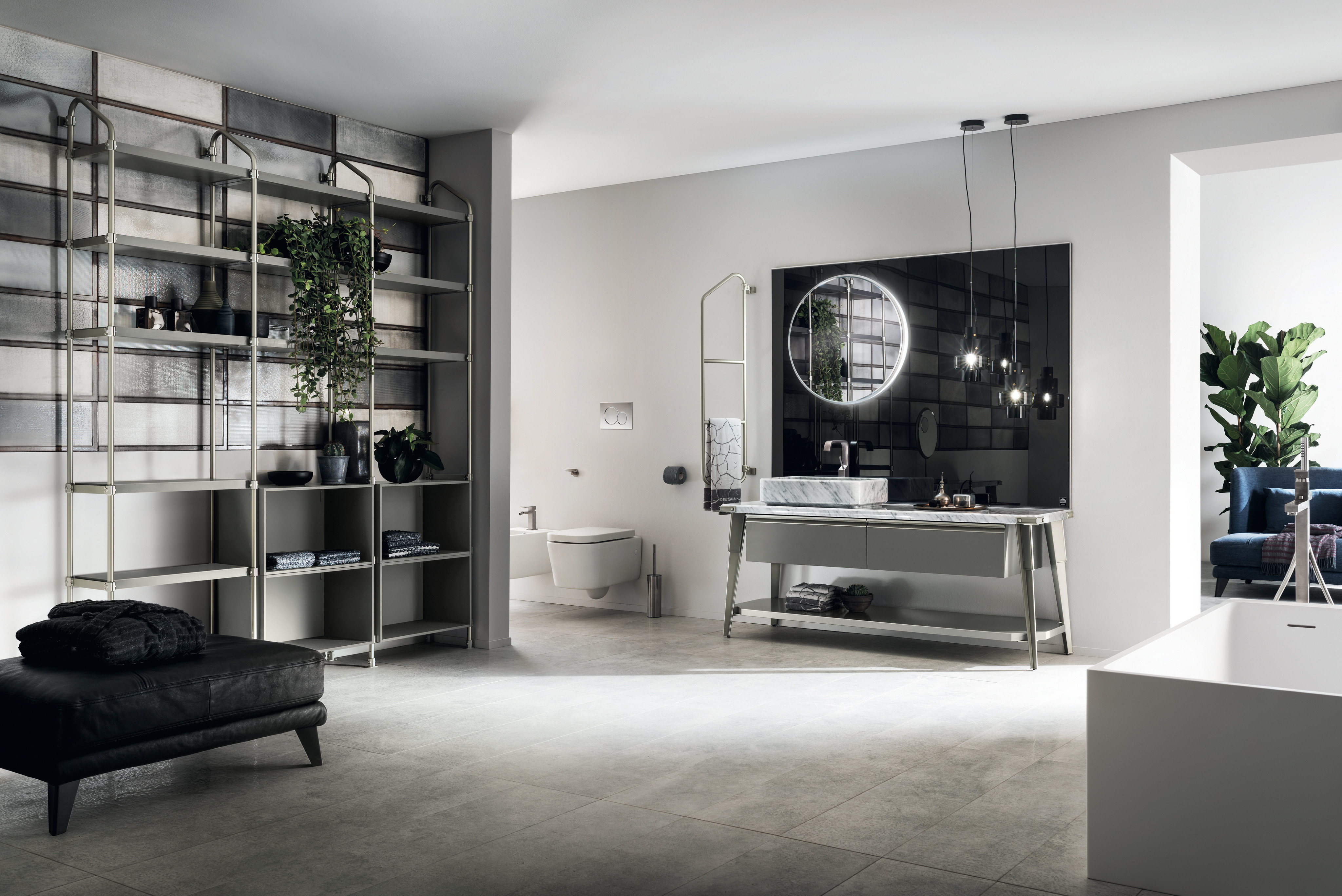Il bagno dal carattere industriale