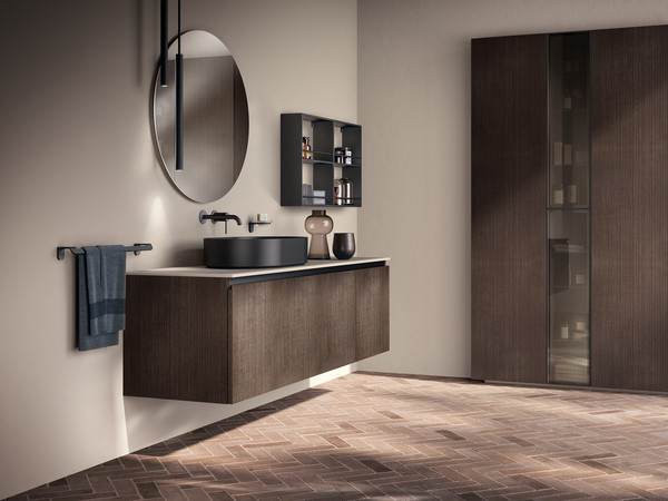 Wood effect bathroom cabinet