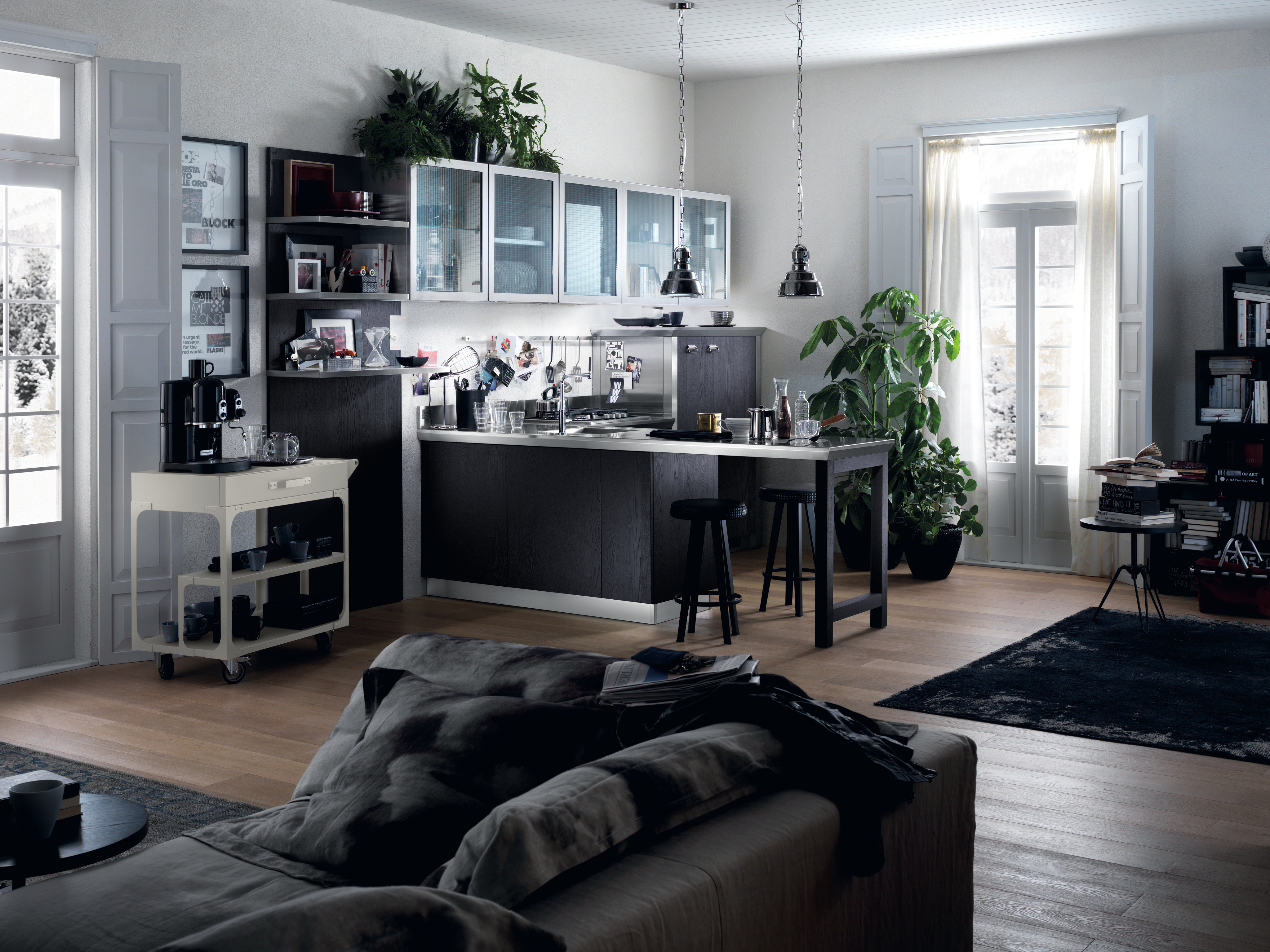 Cucine componibili con penisola per diverse funzioni