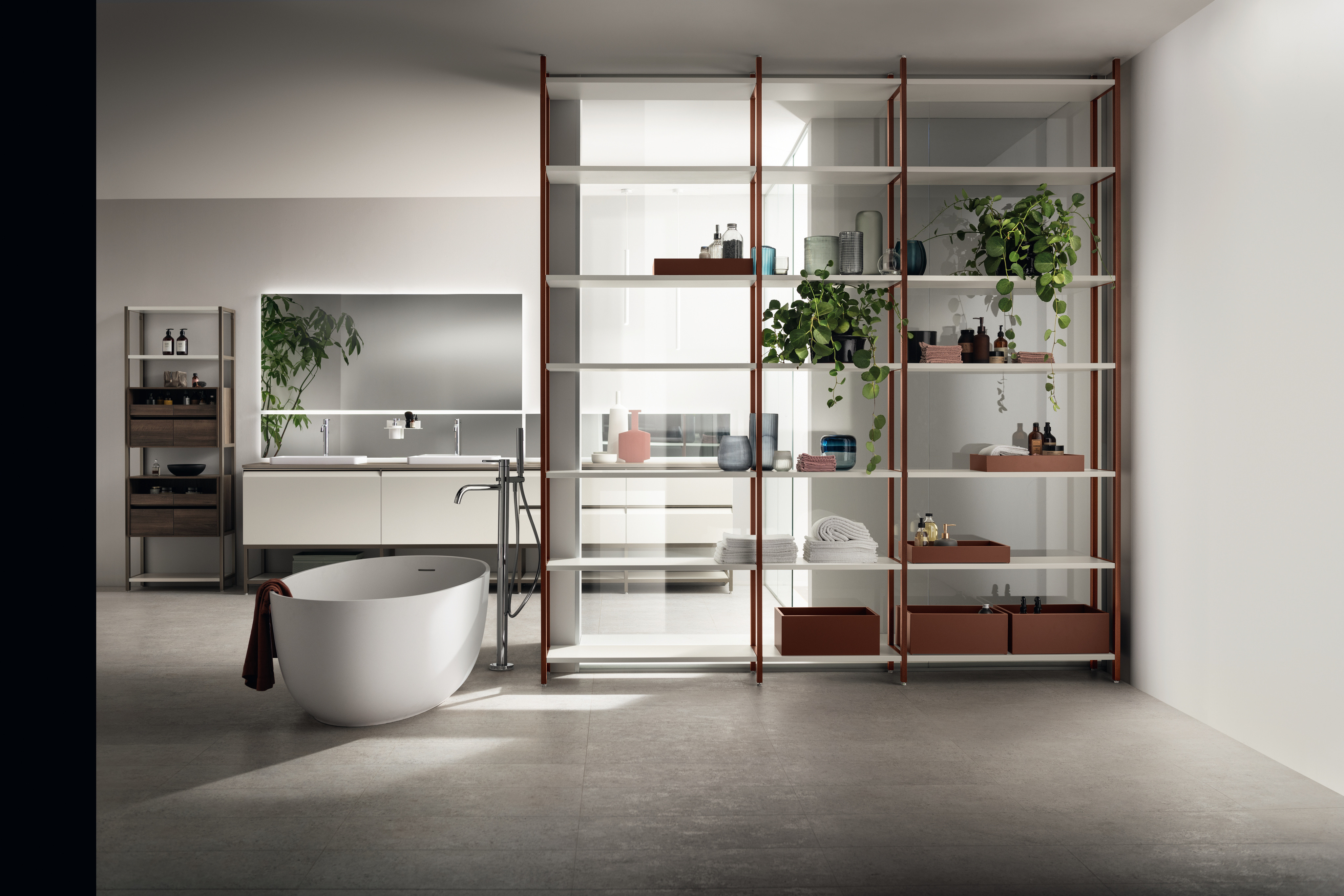 Sistema parete per cucina, soggiorno e bagno